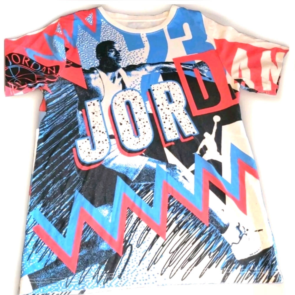 Michael Jordan 23 T-Shirt Youth XL 13-15YRS All Over Print 90s Bulls Vintage HTF